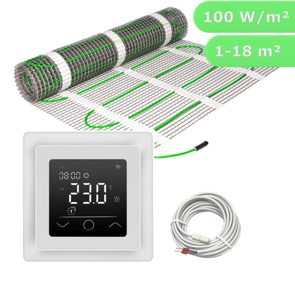 HWT Fußbodenheizung Set Basic TWIN 100 W/m² & Touch weiß