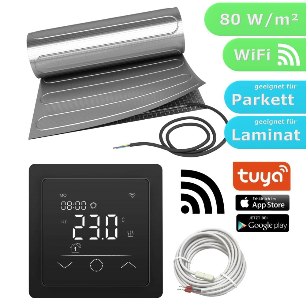 HWT Fußbodenheizung elek Set ALU 80W/m² & WiFi Touch schwarz