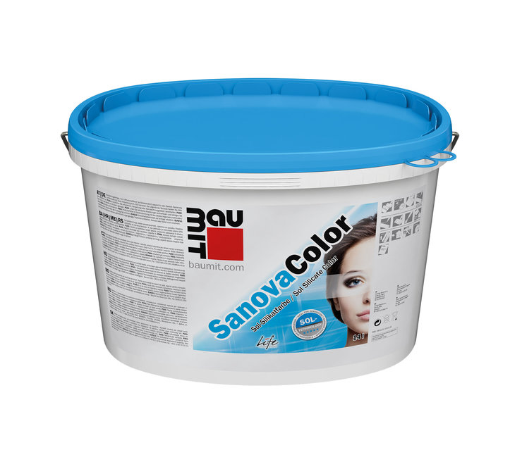 Baumit SanovaColor Silikat-Fassadenfarbe weiß 12,5 Liter