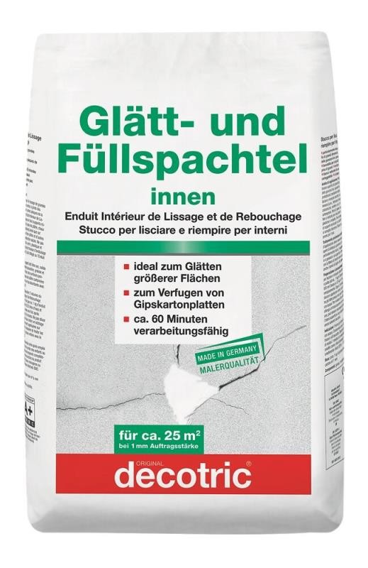 DECOTRIC Gipsspachtel Glättspachtel Füllspachtel für Innen naturweiß 25 kg Sack