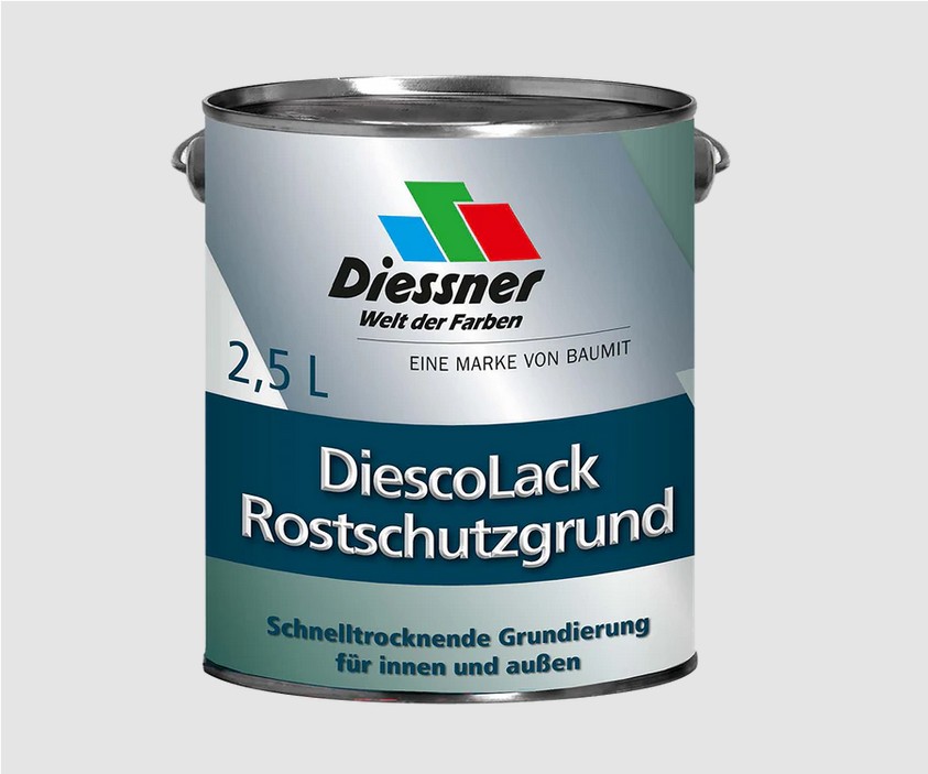 Diessner DiescoLack Rostschutzgrund Grundierung Stahl & Eisen grau innen 2,5 Liter