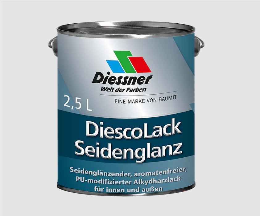 Diessner DiescoLack Seidenglanz Alkydharzlack Lack für innen & außen weiß 1 Liter