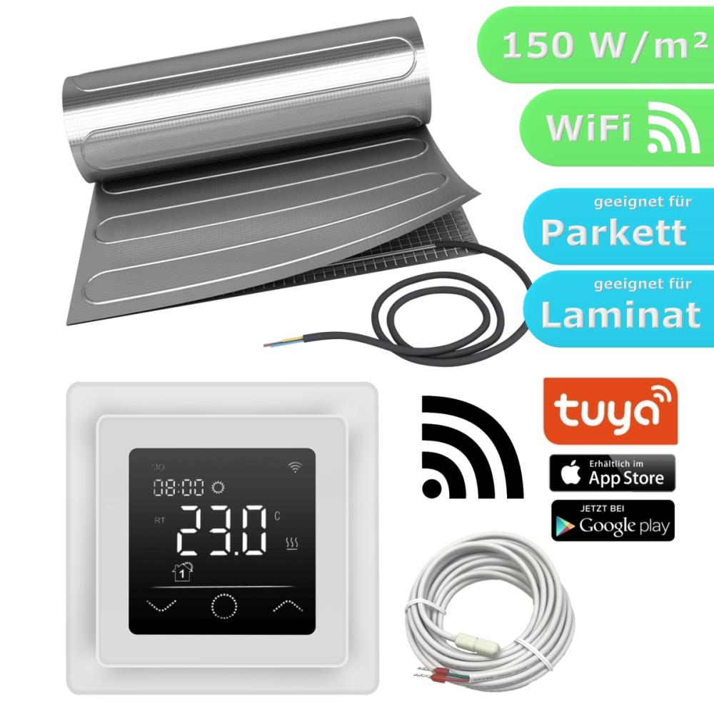 HWT Fußbodenheizung elek. Set ALU 150 W/ m² & WiFi Touch w