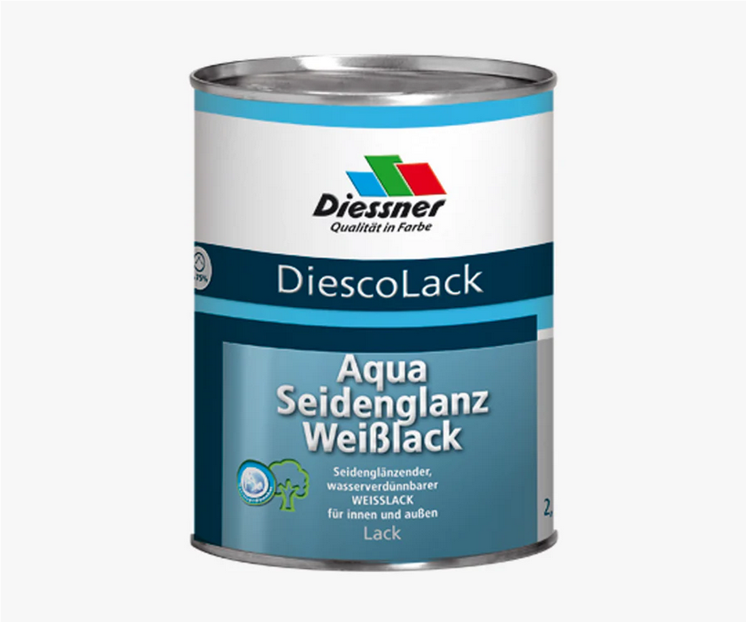 Diessner DiescoLack Aqua Seidenglanzlack Lack innen & außen Seidenglanz weiss 1 Liter