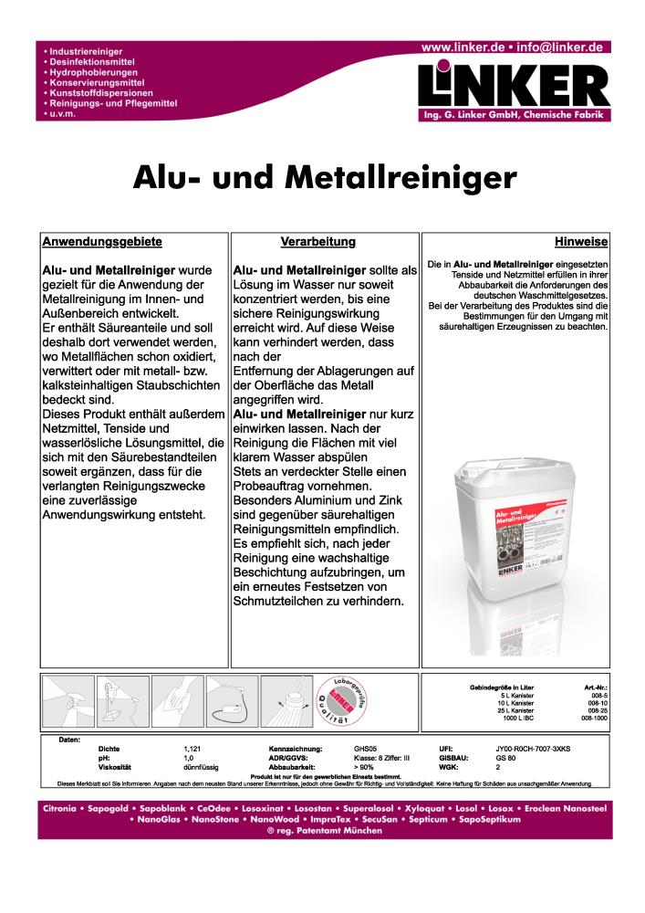 Linker Chemie Alu- und Metallreiniger 10,1 Liter Alureiniger Reiniger
